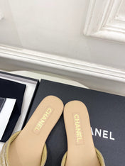 CHANEL 26S THONG SANDALS IN BEIGE WITH CRYSTAL-EMBELLISHED STRAPS
