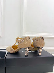CHANEL 26S HIGH HEELS 65 MM IN GOLD WITH CRYSTAL EMBELLISHMENTS