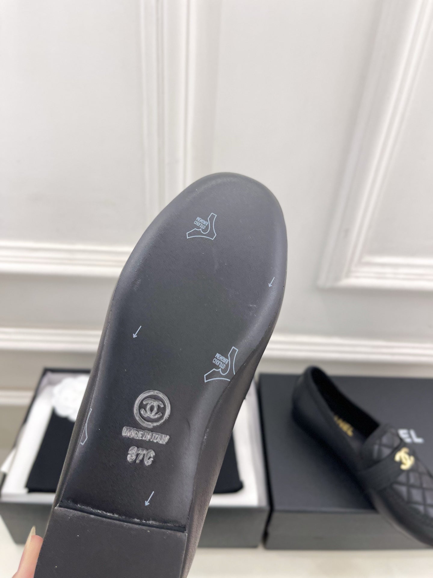 CHANEL 26S LOAFER MULES IN BLACK LAMBSKIN FABRIC