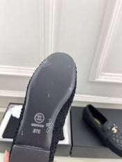CHANEL 26S LOAFER MULES IN BLACK LAMBSKIN AND TWEED