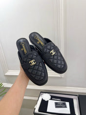 CHANEL 26S MULES IN BLACK LAMBSKIN FABRIC