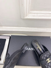 CHANEL 26S MULES IN BLACK LAMBSKIN FABRIC