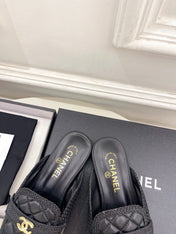 CHANEL 26S MULES IN BLACK LAMBSKIN FABRIC