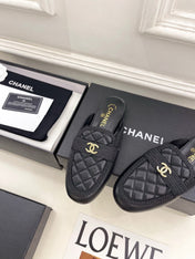 CHANEL 26S MULES IN BLACK LAMBSKIN FABRIC