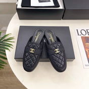 CHANEL 26S MULES IN BLACK LAMBSKIN FABRIC
