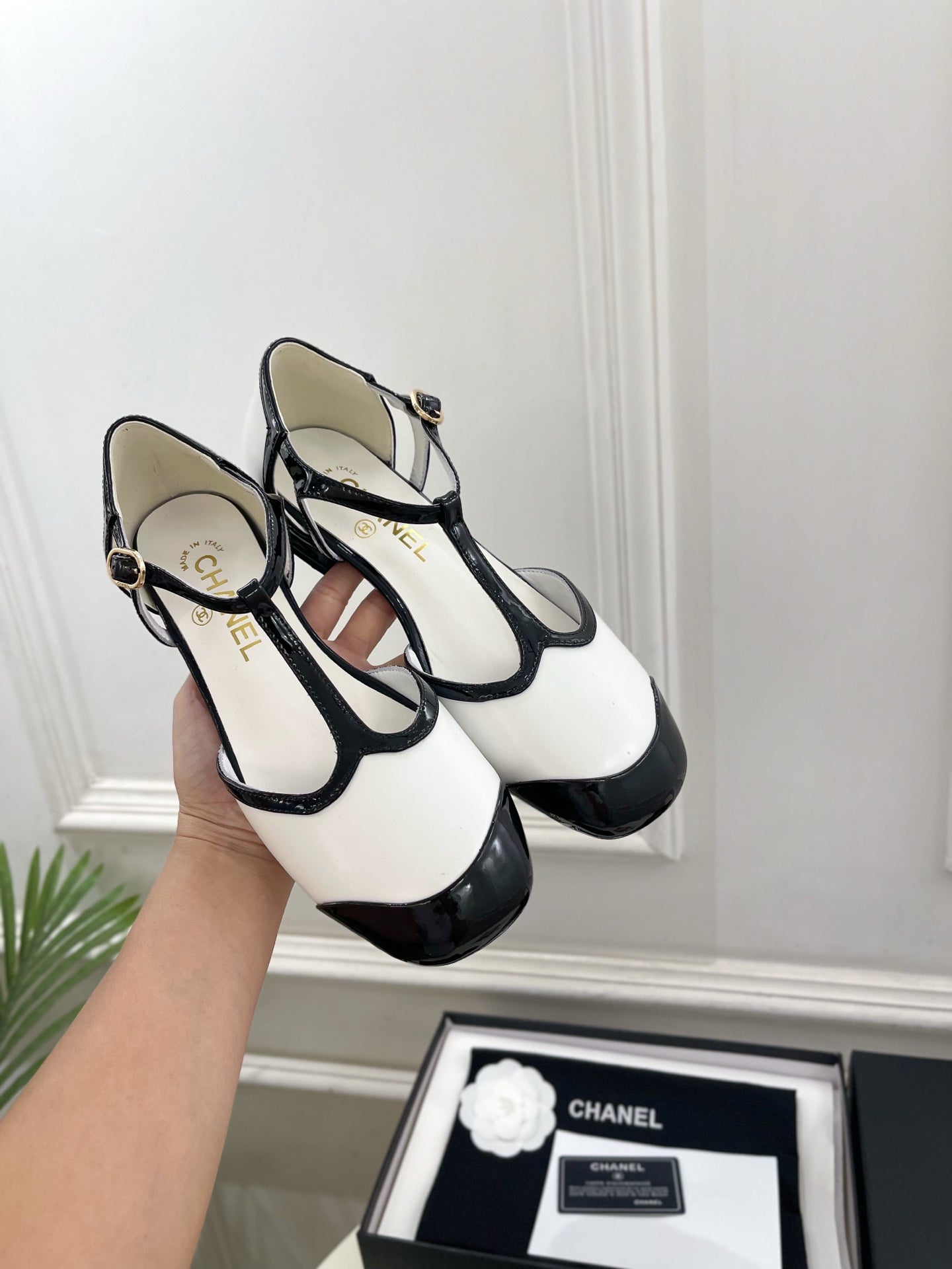 CHANEL 26S T STRAP MARY JANES IN WHITE LAMBSKIN