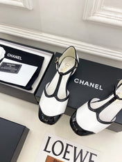 CHANEL 26S T STRAP MARY JANES IN WHITE LAMBSKIN