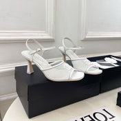 CHANEL 26S HIGH HEEL SLINGBACK SANDALS 70 MM IN WHITE MESH
