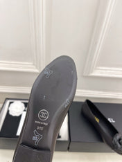 CHANEL 26S BALLET FLATS IN BLACK LAMBSKIN WITH FLOWER EMBELLISHMENT