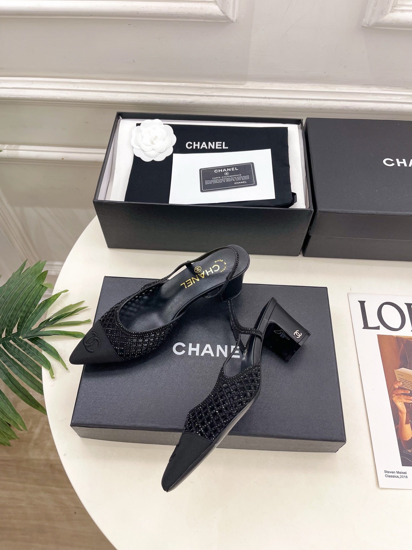 CHANEL 26S POINTED TOE HIGH HEEL SLINGBACK PUMPS 60MM IN BLACK MESH