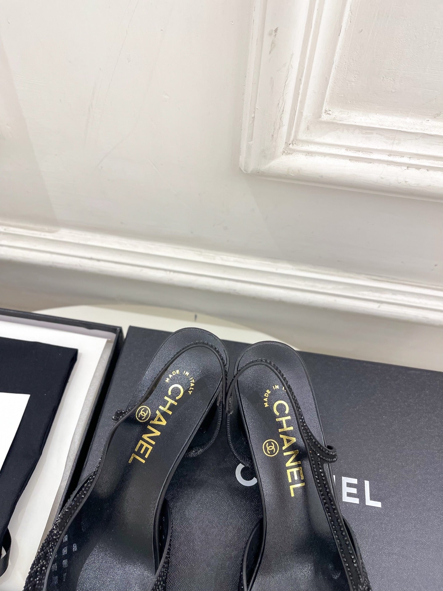 CHANEL 26S POINTED TOE HIGH HEEL SLINGBACK PUMPS 60MM IN BLACK MESH