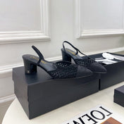 CHANEL 26S POINTED TOE HIGH HEEL SLINGBACK PUMPS 60MM IN BLACK MESH