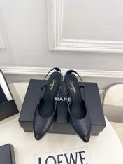 CHANEL 26S POINTED TOE SLINGBACK PUMPS 90 MM IN BLACK LAMBSKIN