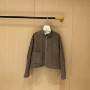 HERMES 25S CAMEL HAIR LEATHER JACKET 247