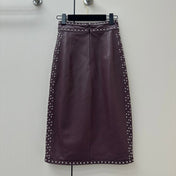 HERMES 26S LEATHER SKIRT 733