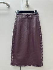 HERMES 26S LEATHER SKIRT 733