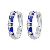 White Gold Plated Inifinite Love Hoop Earring Cartilage Earrings Lightweight - Blue
