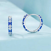 White Gold Plated Inifinite Love Hoop Earring Cartilage Earrings Lightweight - Blue