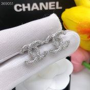 STUD EARRINGS MINI DOUBLE C TWISTED IN SILVER DIAMOND