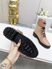 BALMAIN 26S BOOTS IN NUDE BEIGE CALFSKIN AND SUEDE