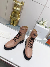 BALMAIN 26S BOOTS IN NUDE BEIGE CALFSKIN AND SUEDE