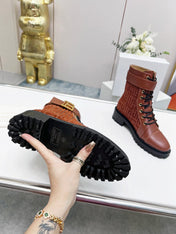 BALMAIN 26S BOOTS IN RUST BROWN CALFSKIN AND SUEDE