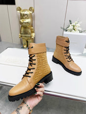 BALMAIN 26S BOOTS IN LIGHT BROWN CALFSKIN AND SUEDE