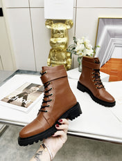 BALMAIN 26S BOOTS IN BROWN CALFSKIN