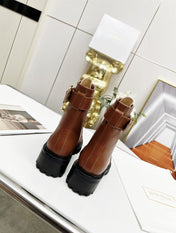 BALMAIN 26S BOOTS IN BROWN CALFSKIN