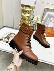 BALMAIN 26S BOOTS IN BROWN CALFSKIN