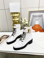 BALMAIN 26S BOOTS IN WHITE CALFSKIN