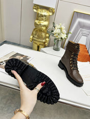 BALMAIN 26S BOOTS IN DARK BROWN CALFSKIN