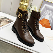 BALMAIN 26S BOOTS IN DARK BROWN CALFSKIN