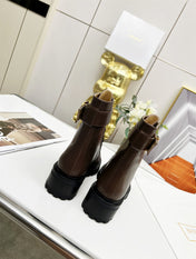 BALMAIN 26S BOOTS IN DARK BROWN CALFSKIN