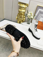 BALMAIN 26S COMBAT BOOTS IN WHITE CALFSKIN