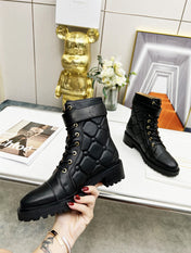 BALMAIN 26S COMBAT BOOTS IN BLACK CALFSKIN