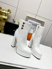 BALMAIN 26S BOOTS 135 MM IN WHITE CALFSKIN