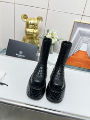 BALMAIN 26S PLATFORM BOOTS 100 MM IN BLACK LAMBSKIN