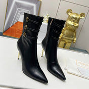 BALMAIN 26S HIGH-HEEL BOOTS 95 MM IN BLACK LAMBSKIN