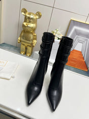 BALMAIN 26S HIGH-HEEL BOOTS 95 MM IN BLACK LAMBSKIN