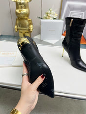 BALMAIN 26S HIGH-HEEL BOOTS 95 MM IN BLACK LAMBSKIN