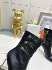 BALMAIN 26S HIGH-HEEL BOOTS 95 MM IN BLACK LAMBSKIN