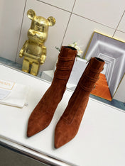 BALMAIN 26S HIGH-HEEL BOOTS 95 MM IN BROWN SUEDE