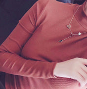 LUCKY SPRING 4 MOTIFS PINK GOLD NECKLACE