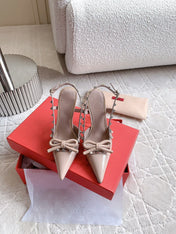 Rockstud High-heels Slingback 10cm Rose Cannelle