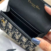 CD Saddle Wallet 10.5cm Blue Obique Embroidery